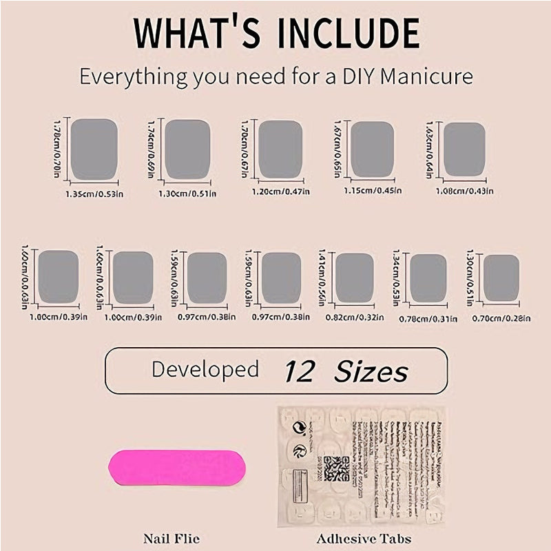 24 PCS Press On Nails Short Square  With Nail Glue French  Flower Designs Acrylic Full Cover Stick For Women