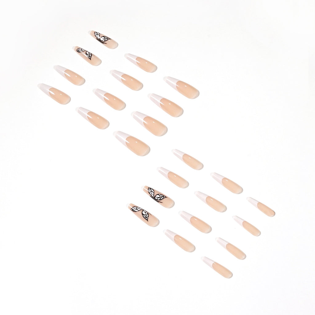 White French Butterfly  Nails Press On Nail Piece Wear Finished Nail Beauty
