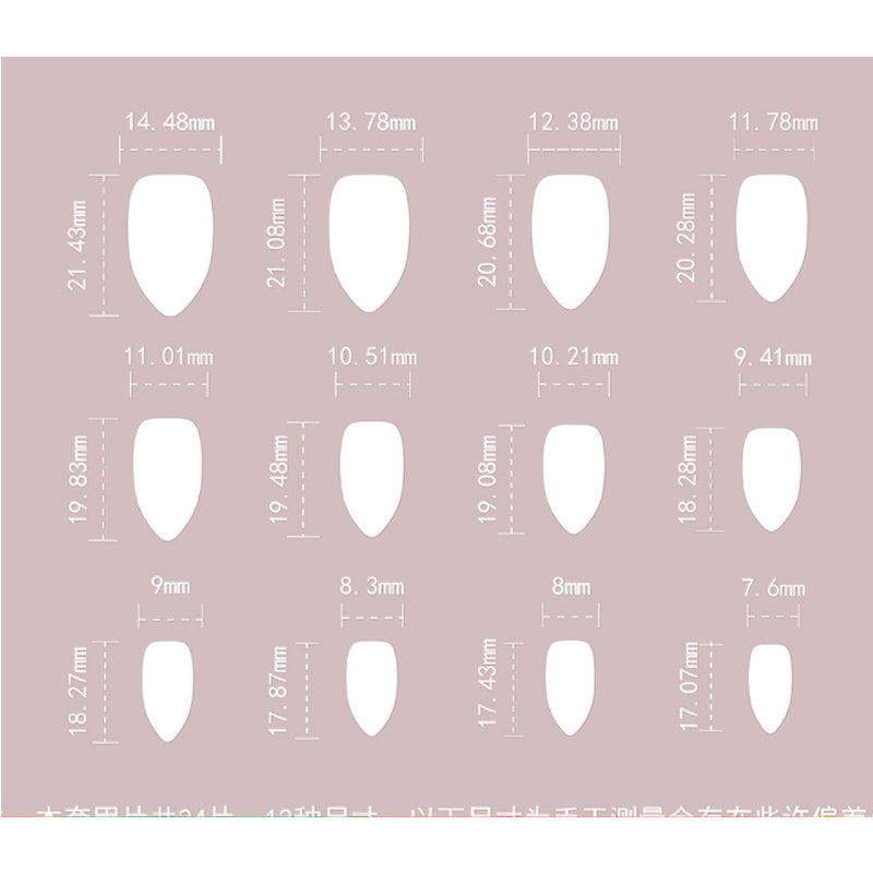 24 PCS  Nail Art With Short Circles Press On Nails Short Almond Nails Oval French Tip Nails