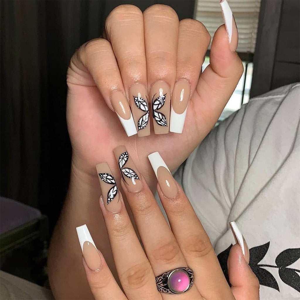 White French Butterfly  Nails Press On Nail Piece Wear Finished Nail Beauty