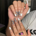 White French Butterfly  Nails Press On Nail Piece Wear Finished Nail Beauty