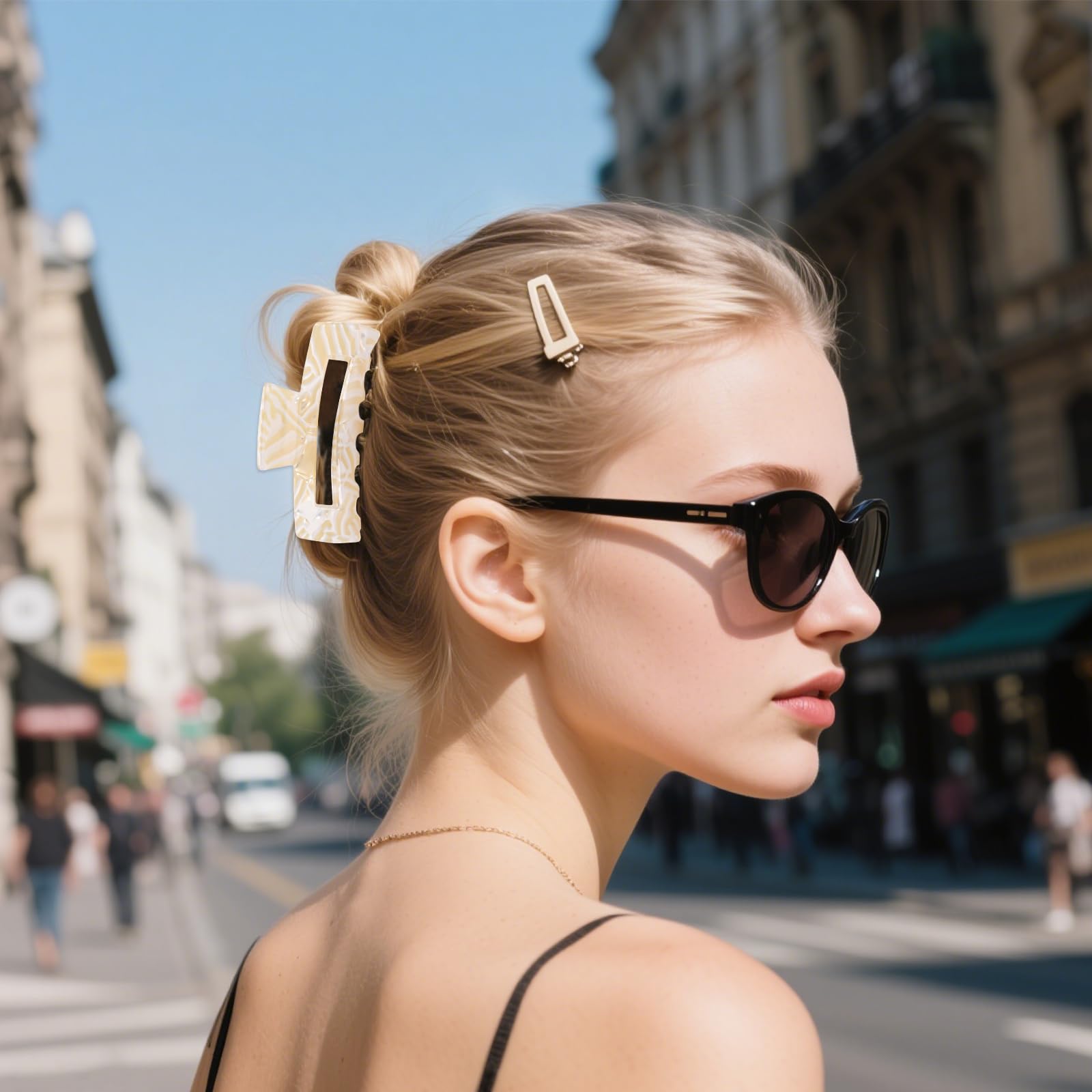 4Pcs Tortoise Hair Claw Clips, Acetate Hair Claw Clip Acrylic French Hair Banana Barrettes Jaw Clips, Stylish Hair Accessories For Women 3.15 Inch Fashion Strong Hold For Thick Thin Hair,
